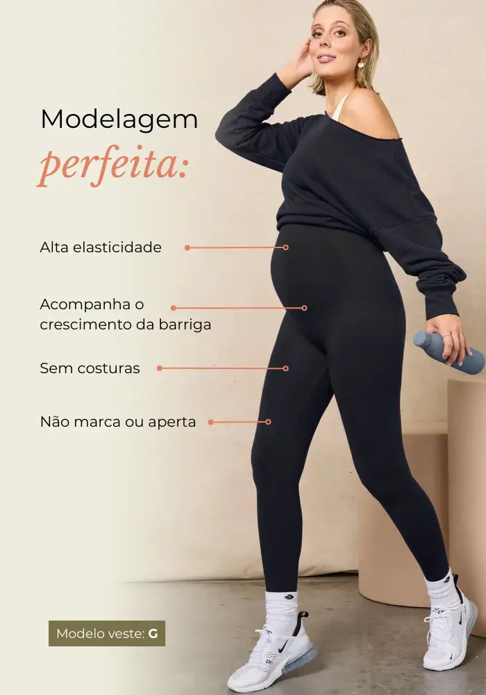 Calça Legging de Apoio para Gestante – Conforto e Sustentação Diária
